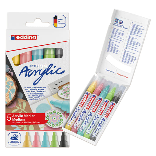 Edding e-5100 Acrylic Marker Medium Set Pastel (5pcs)