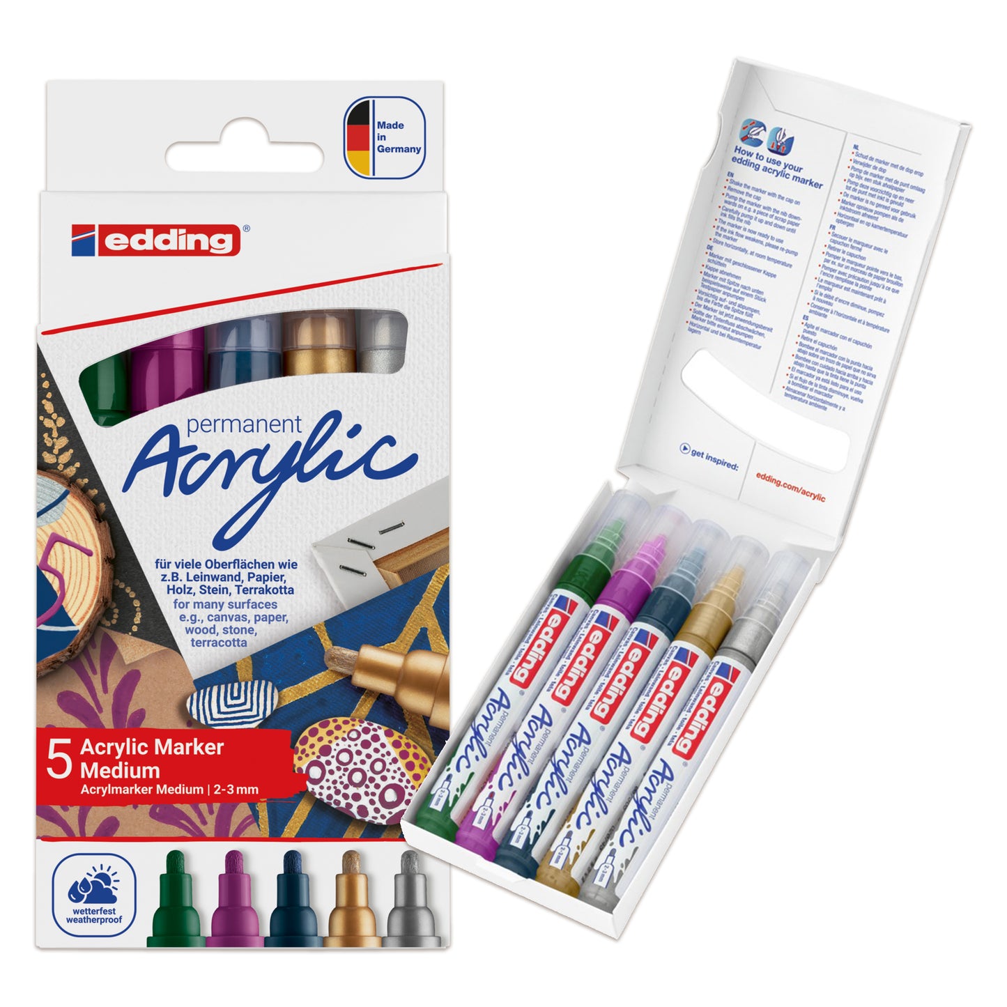 Edding e-5100 Acrylic Marker Medium Set Metallic (5pcs)
