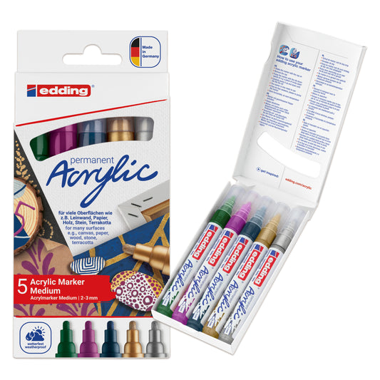 Edding e-5100 Acrylic Marker Medium Set Metallic (5pcs)