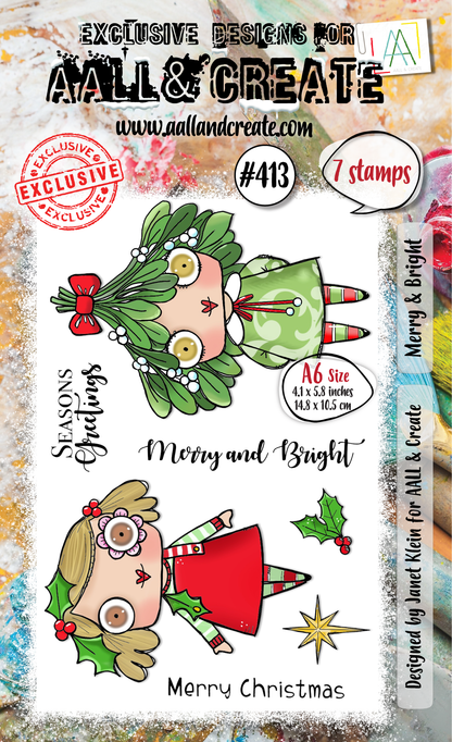 #413 - A6 Clear Stamp Set - Merry & Bright