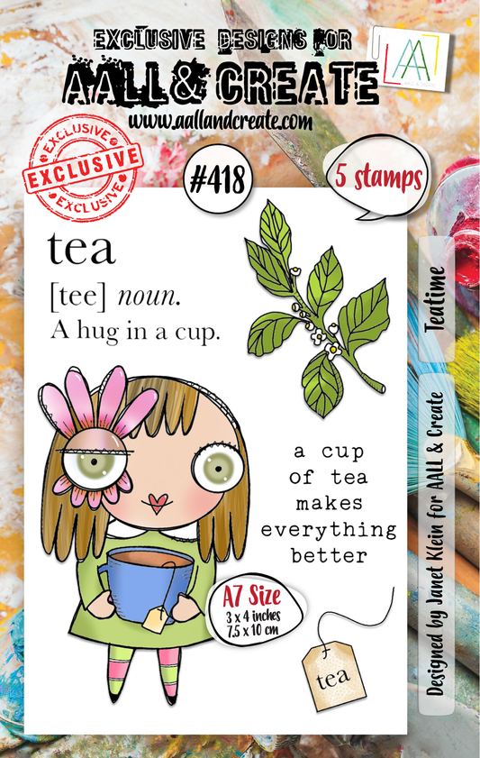 #418 - A7 Clear Stamp Set - Tea Time