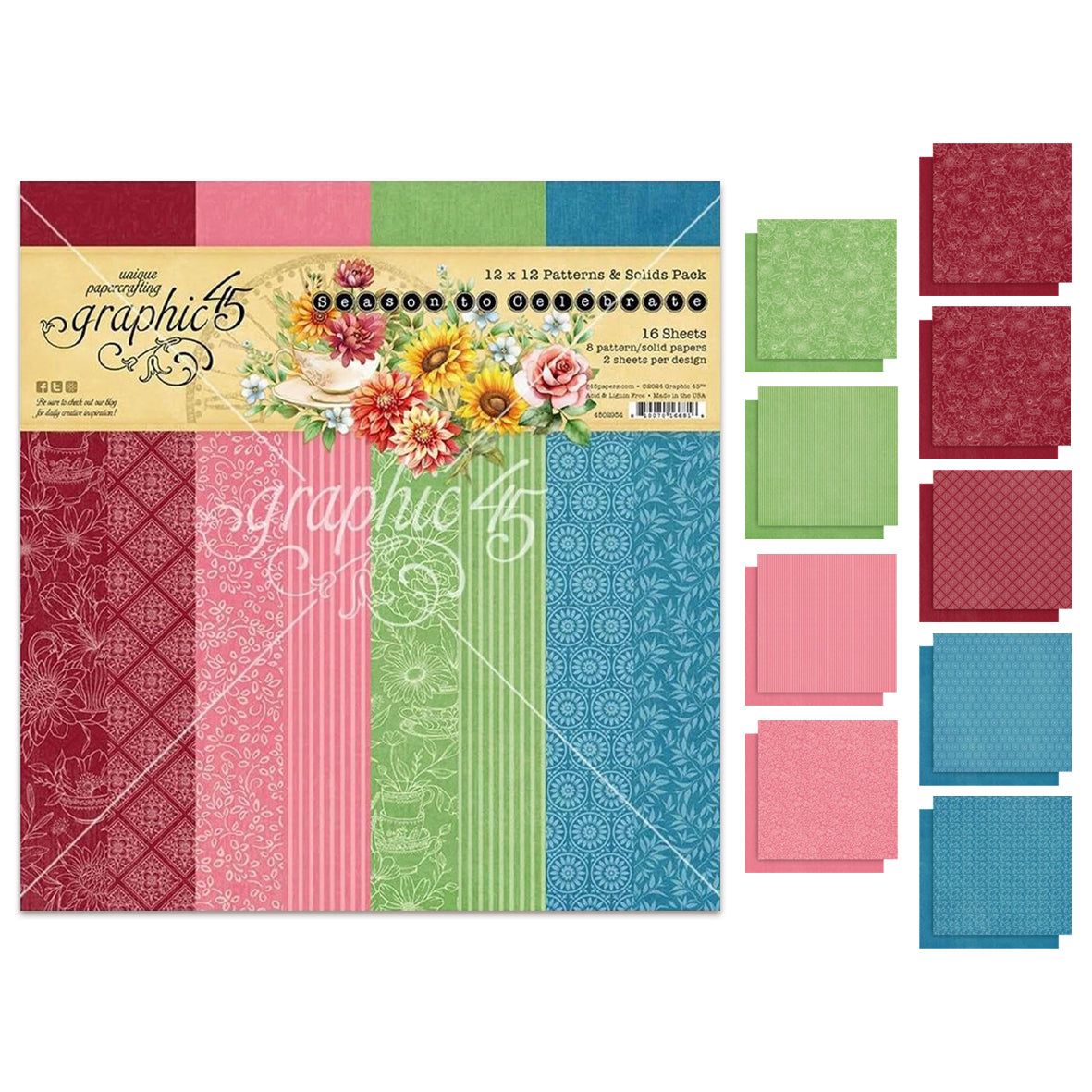 Graphic 45 Season to Celebrate 12x12 Inch Patterns & Solids Pack