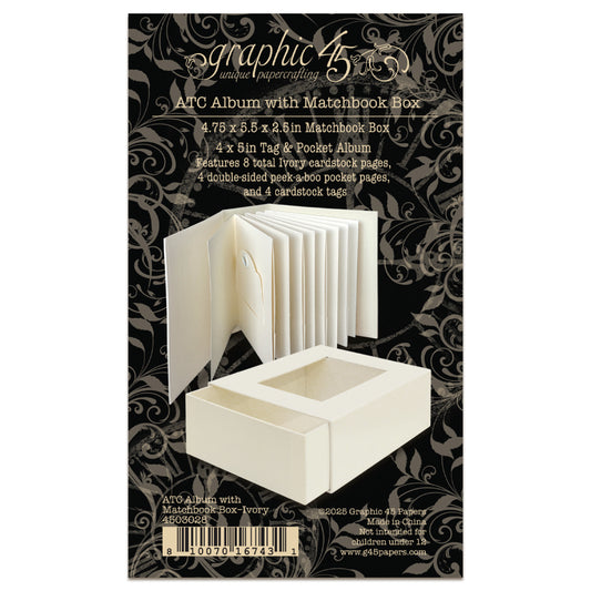 Graphic 45 ATC Album with Matchbook Box Ivory