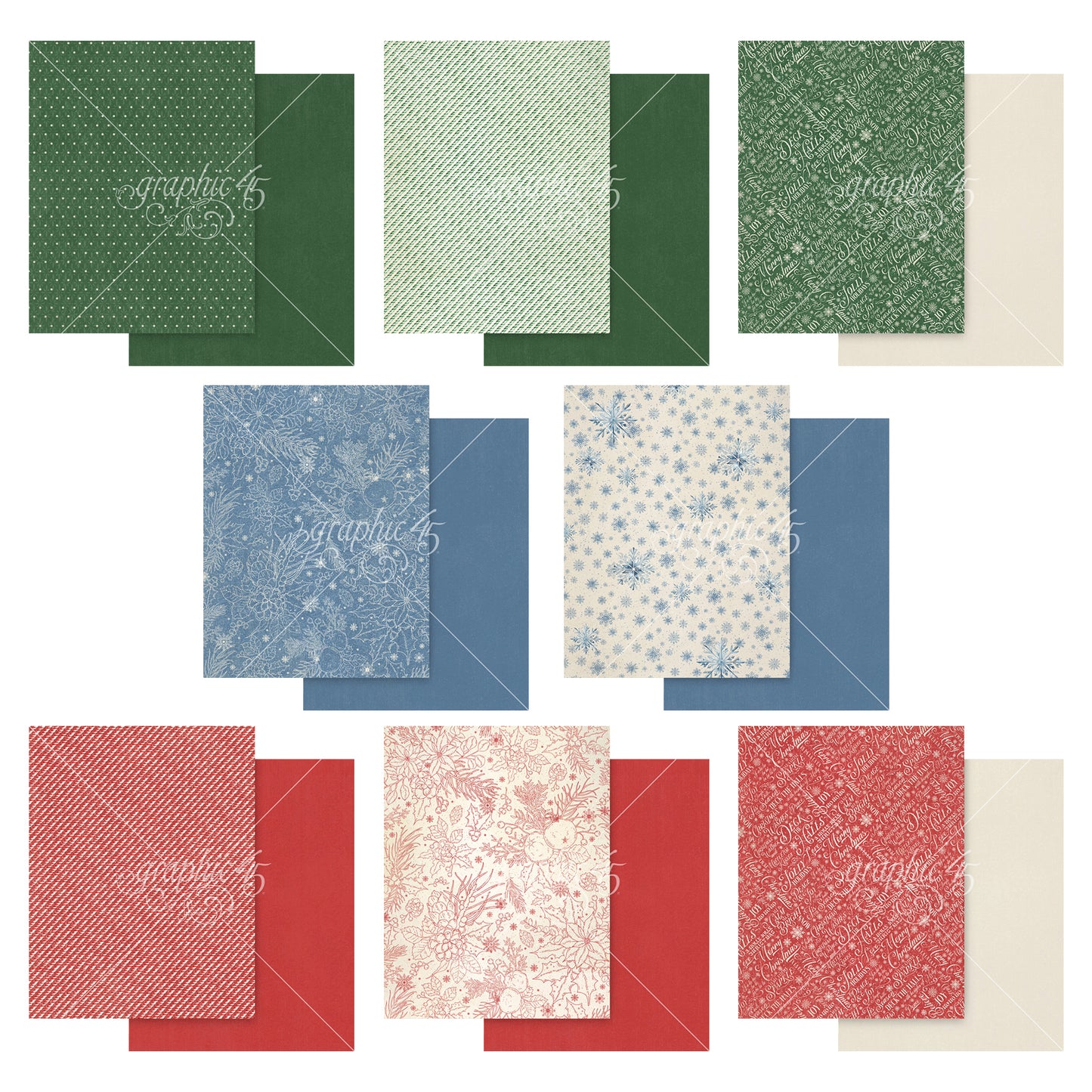 Graphic 45 Deck the Halls 8.5x11 Inch Patterns & Solids Pack