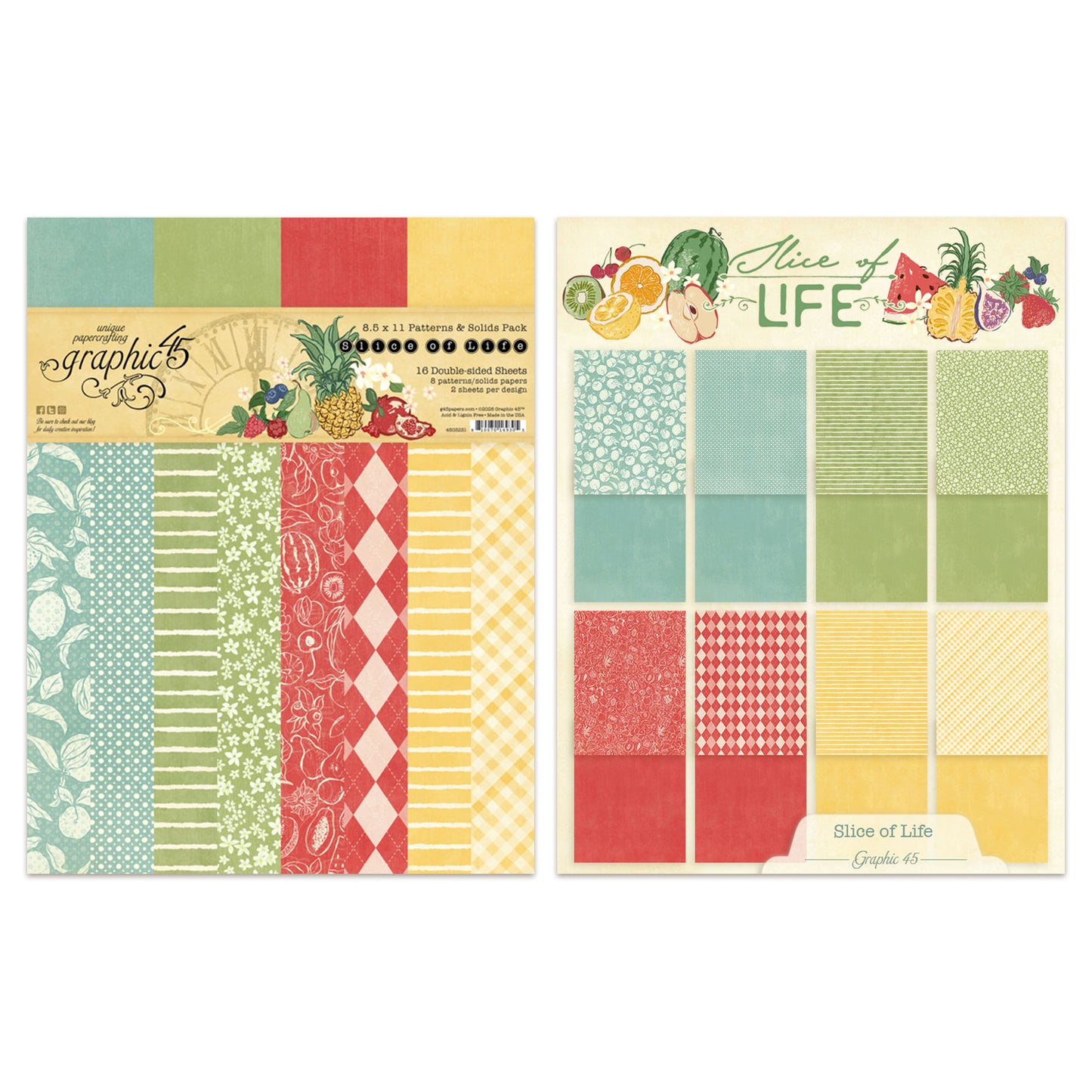 Graphic 45 Slice of Life 8,5x11 Inch Patterns & Solids Pack