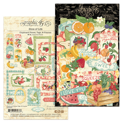 Graphic 45 Slice of Life Chipboard Pieces, Tags & Frames