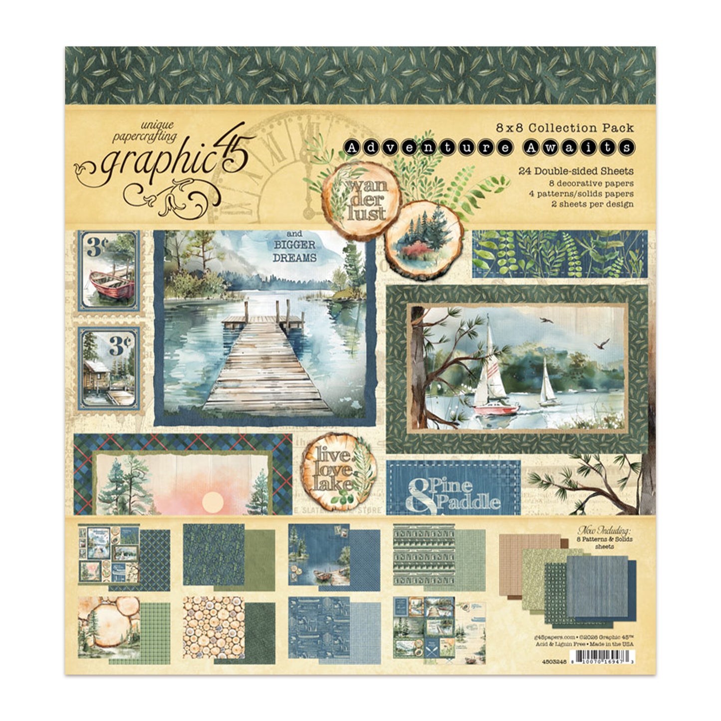 Graphic 45 Adventure Awaits 8x8 Inch Collection Pack