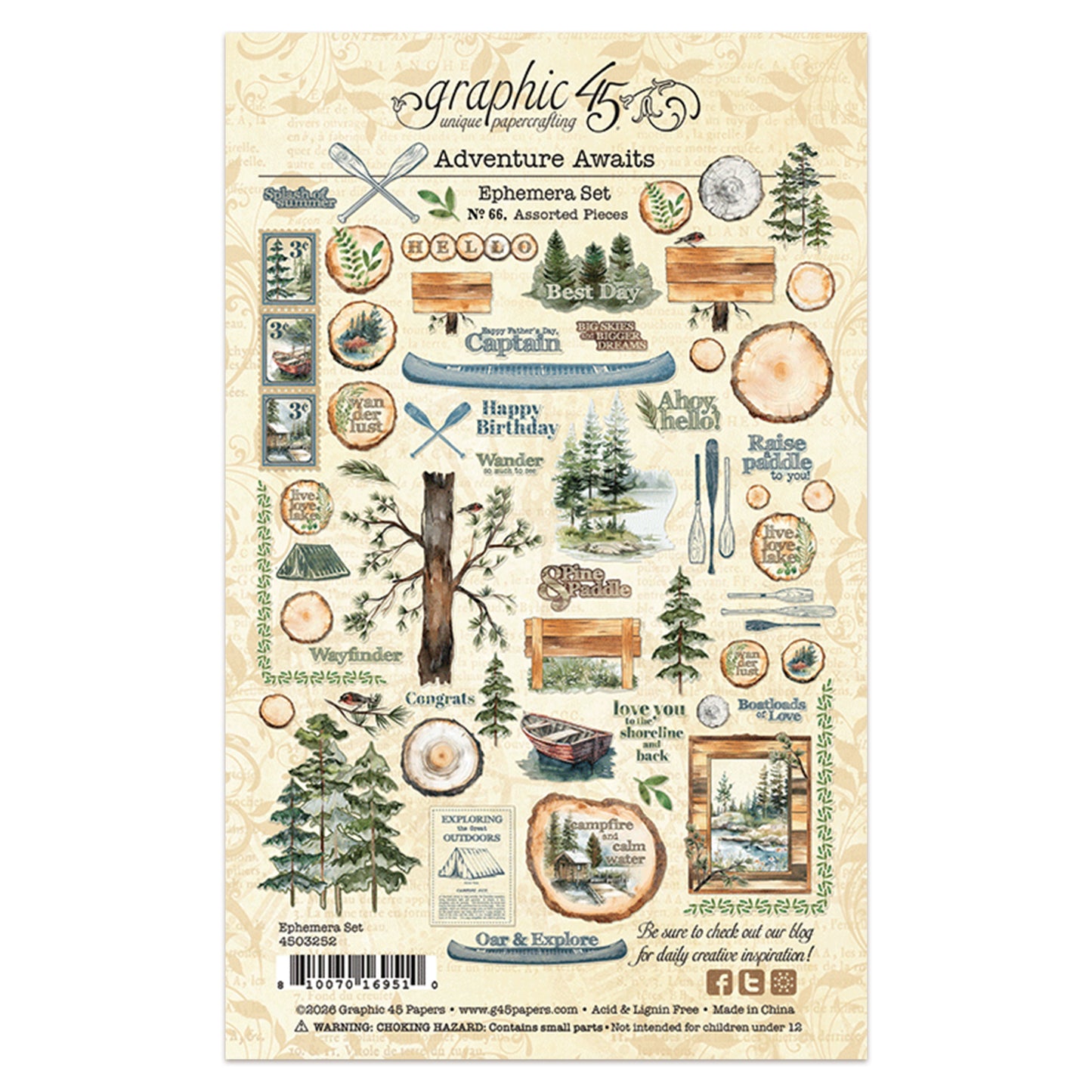 Graphic 45 Adventure Awaits Ephemera Set