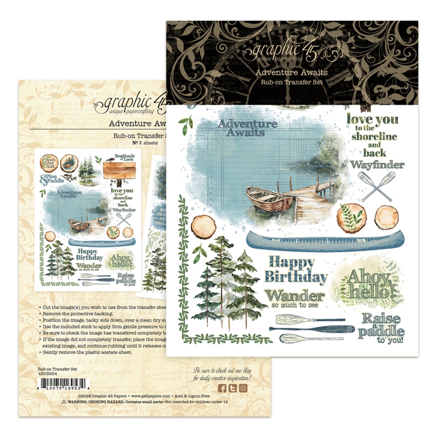 Graphic 45 Adventure Awaits Rub-on Transfers