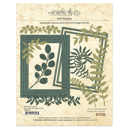 Graphic 45 Rectangle Frames with Ferns & Foliage Die Set