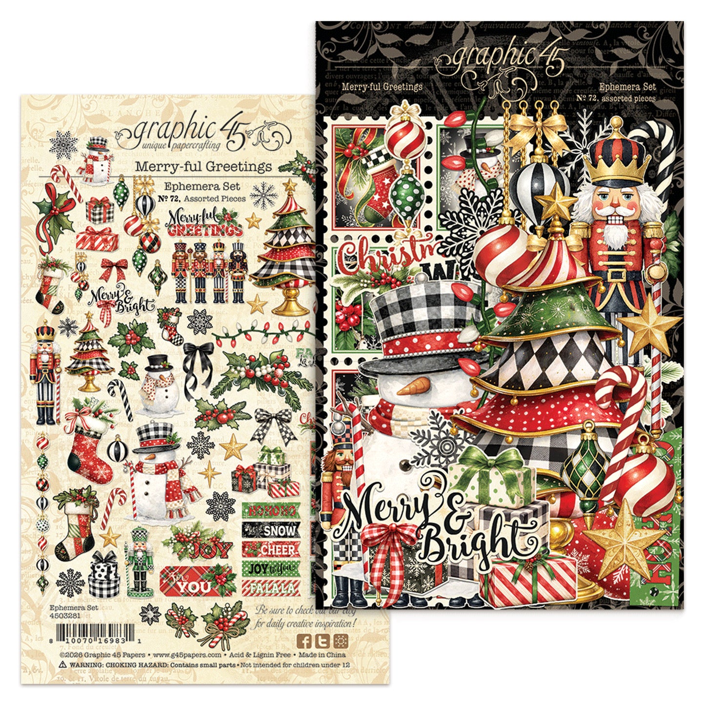 Graphic45 Merry-ful Greetings Ephemera Set ~ Ship from 31st Aug