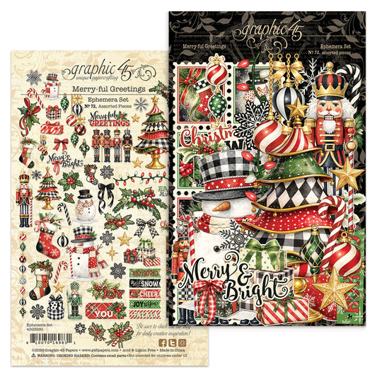 Graphic45 Merry-ful Greetings Ephemera Set ~ Ship from 31st Aug