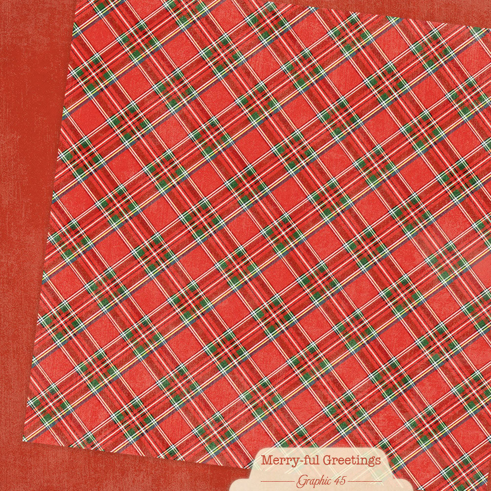 Graphic45 Merry-ful Greetings 12x12 Inch Plaids & Stripes Pack ~ Ship from 31st Aug