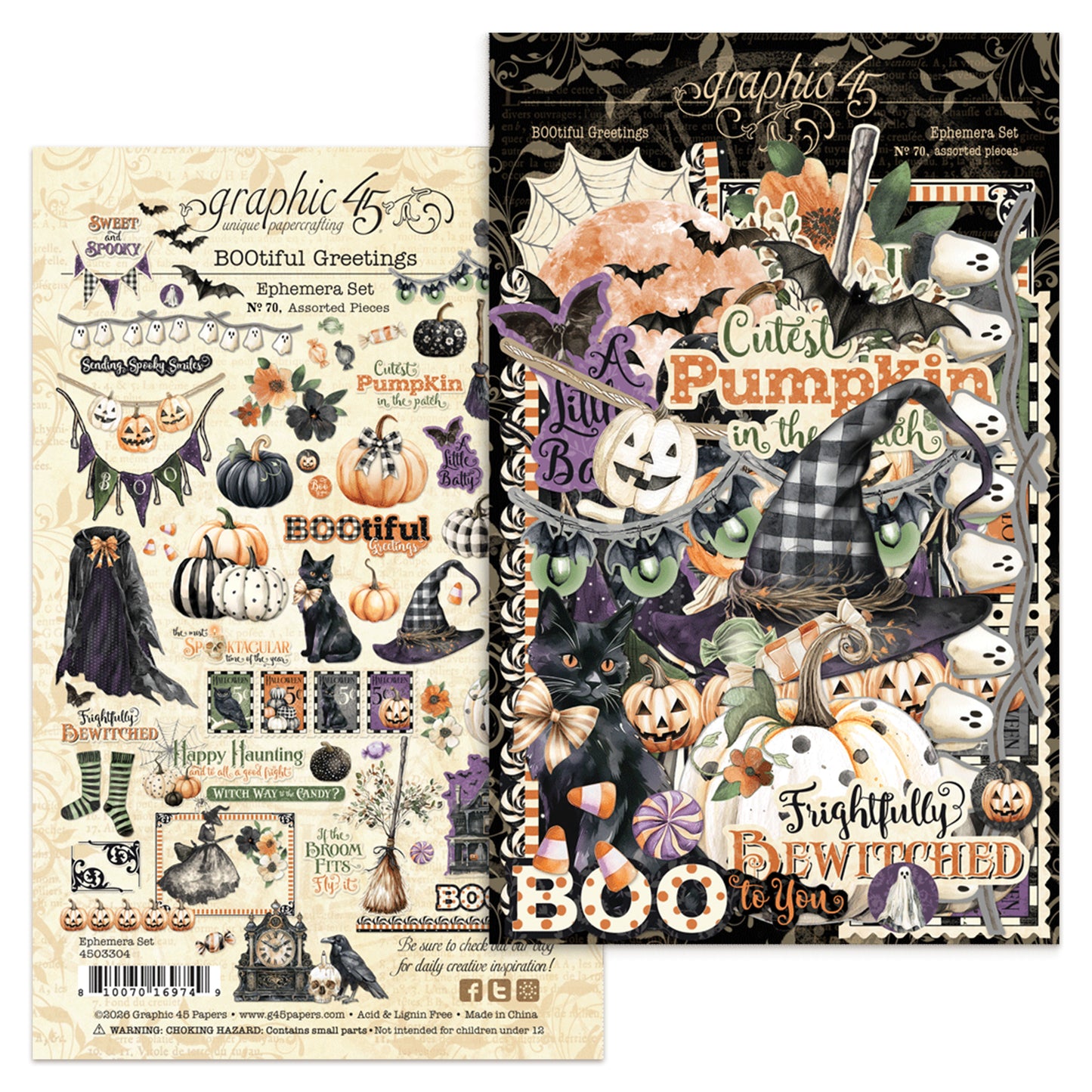 Graphic45 BOOtiful Greetings Ephemera Set ~ Ship from 31st Aug