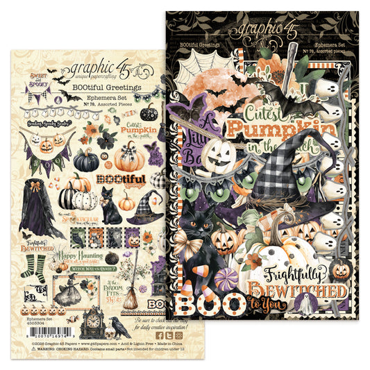 Graphic45 BOOtiful Greetings Ephemera Set ~ Ship from 31st Aug