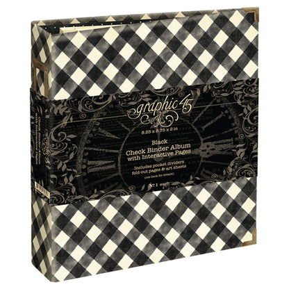 Graphic45 Check Binder Album with Interactive Pages Black ~ Ship from 31st Aug