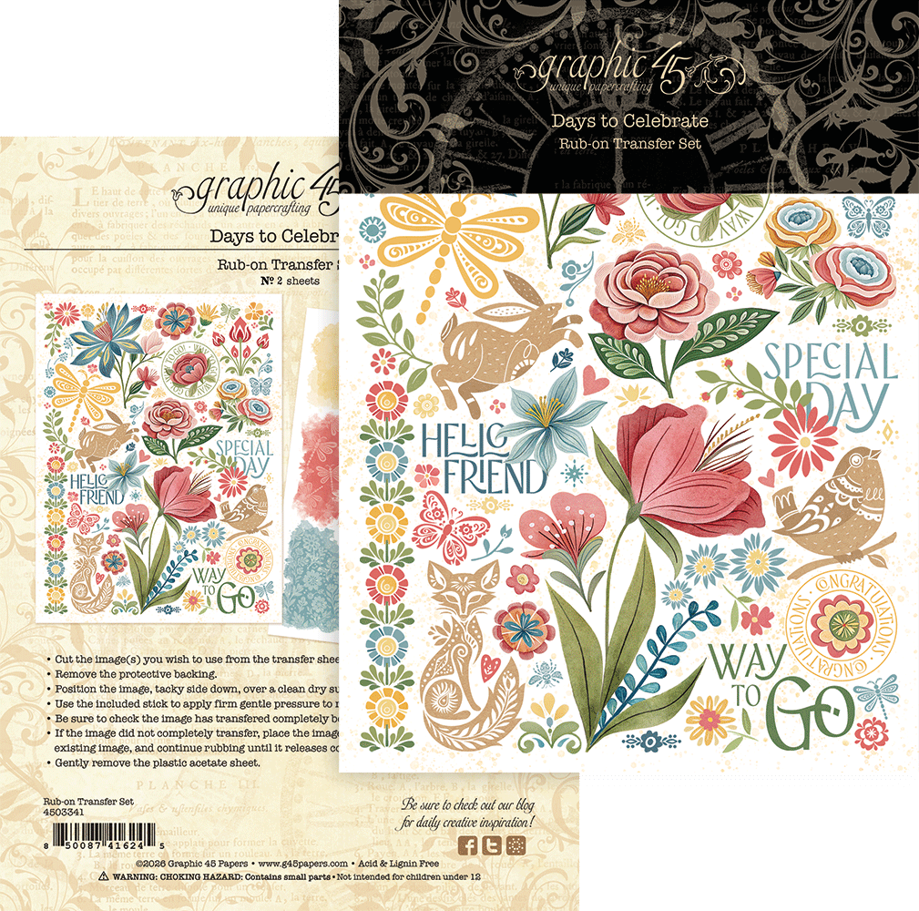 Graphic45 Days to Celebrate Rub-on Transfers Preorder*
