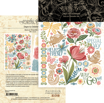 Graphic45 Days to Celebrate Rub-on Transfers Preorder*
