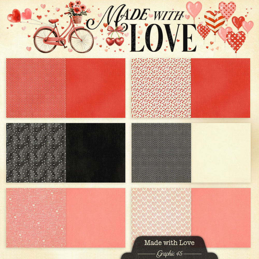 Graphic45 Made with Love 12x12 Patterns & Solids Pack Preorder*