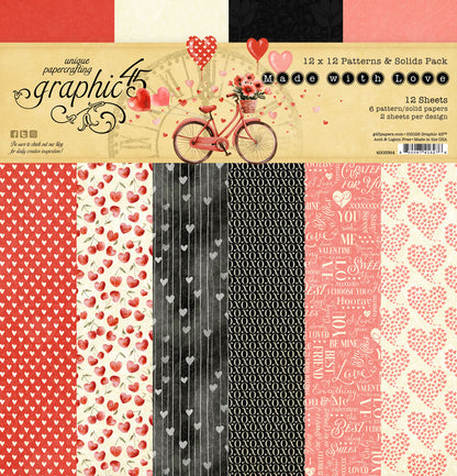 Graphic45 Made with Love 12x12 Patterns & Solids Pack Preorder*