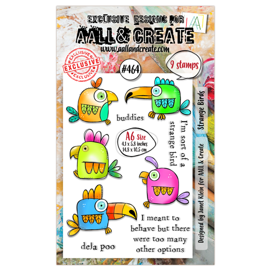 #464 - A6 Clear Stamp Set - Strange Birds
