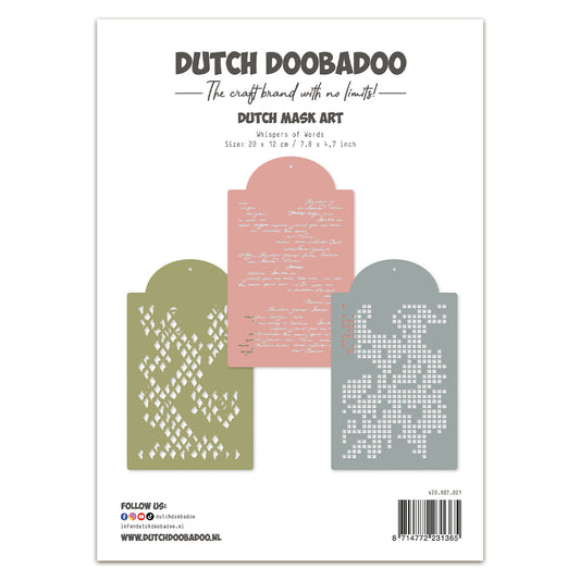 Dutch Doobadoo Whispers of Words Dutch Mask Art Stencils (3pcs)