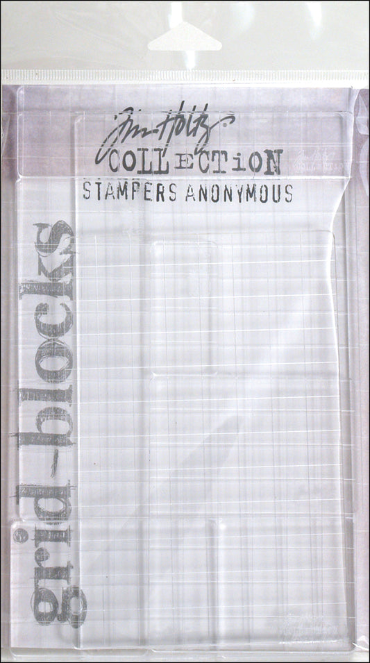 Stampers Anonymous Tim Holtz Acrylic Stamping Grid Blocks - 9 Pcs