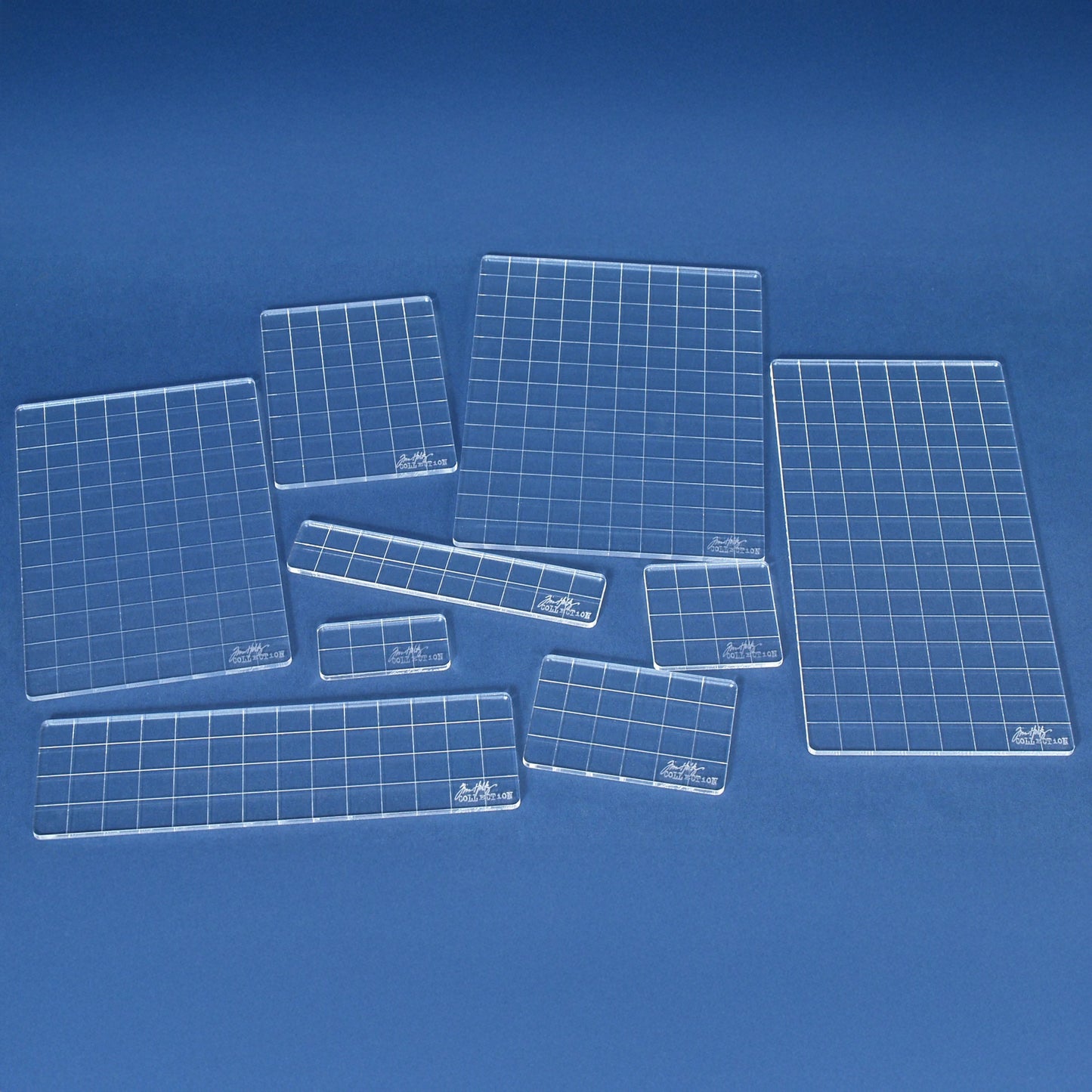 Stampers Anonymous Tim Holtz Acrylic Stamping Grid Blocks - 9 Pcs