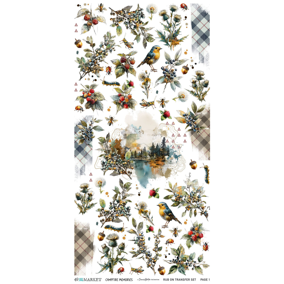49 And Market Campfire Memories 6x12 Inch Blendable Rub-on Transfer Set by Dennis Bruton