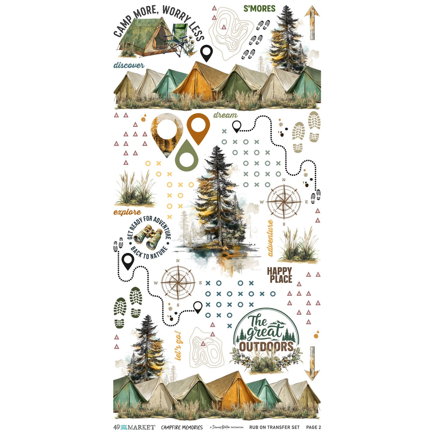 49 And Market Campfire Memories 6x12 Inch Blendable Rub-on Transfer Set by Dennis Bruton