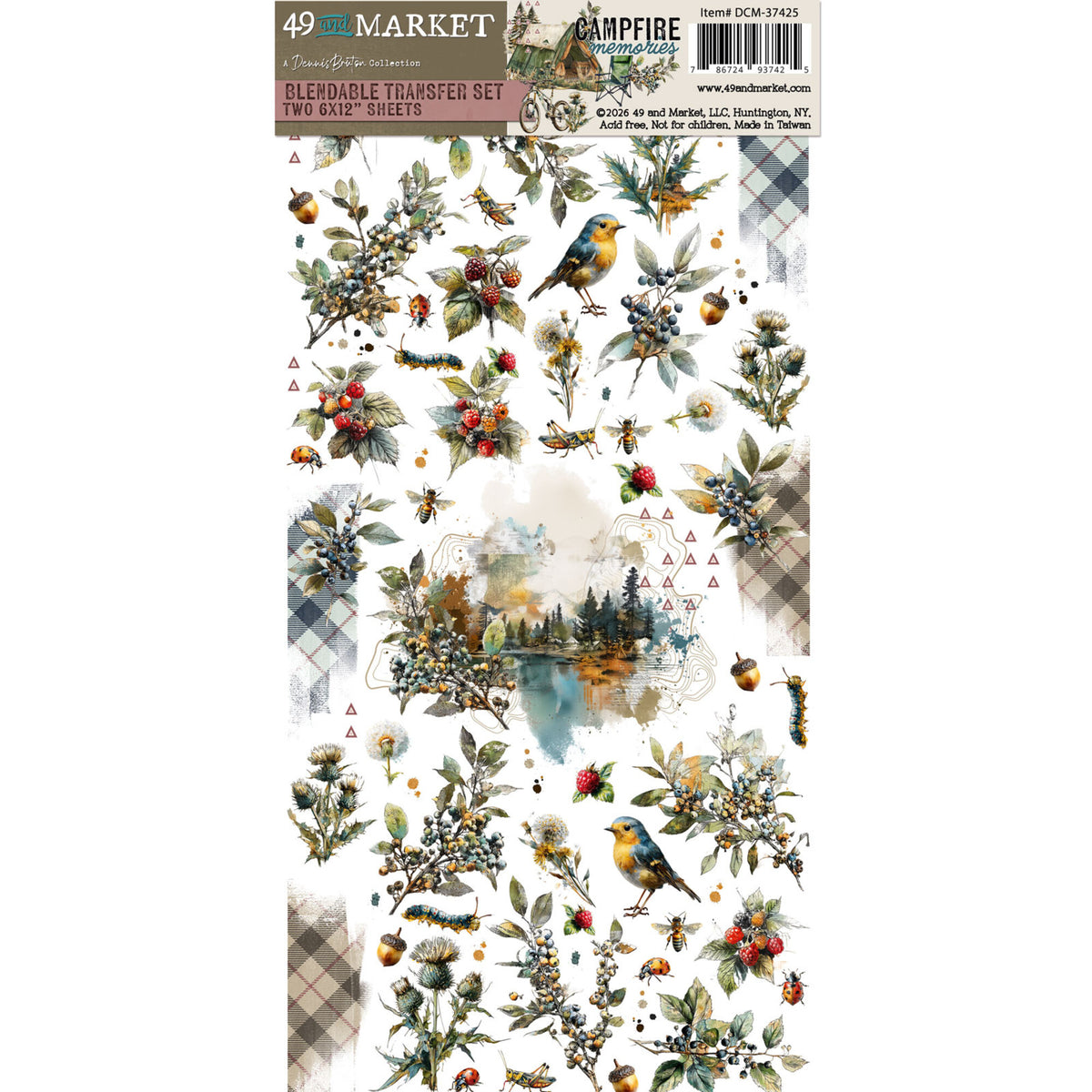 49 And Market Campfire Memories 6x12 Inch Blendable Rub-on Transfer Set by Dennis Bruton