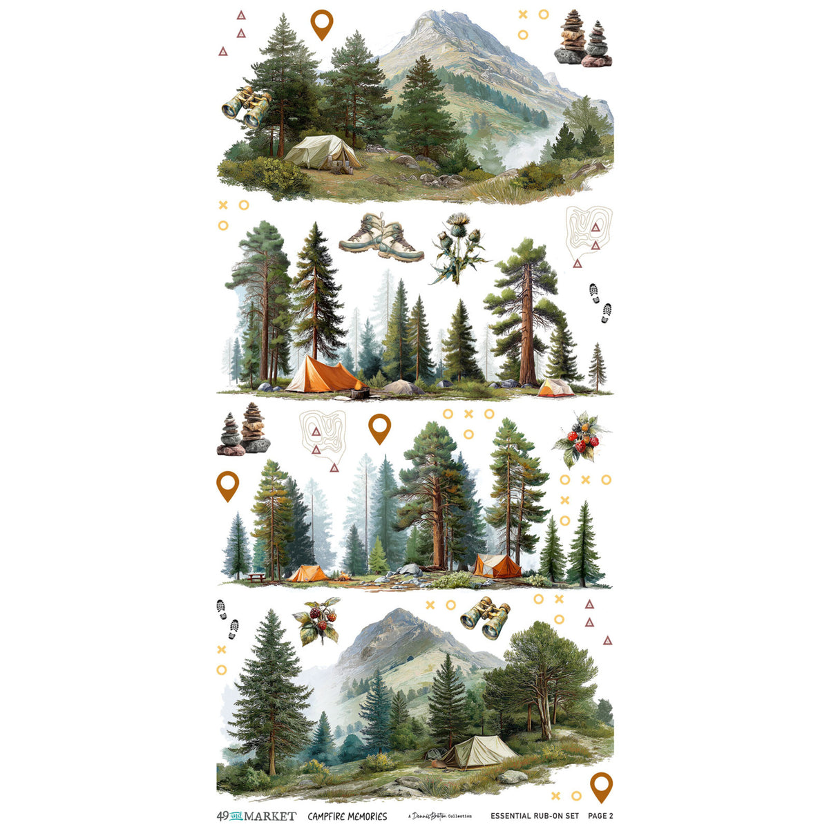 49 And Market Campfire Memories 6x12 Inch Essential Rub-on Transfer Set by Dennis Bruton