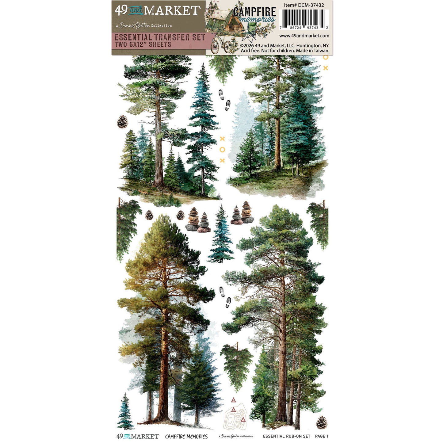 49 And Market Campfire Memories 6x12 Inch Essential Rub-on Transfer Set by Dennis Bruton