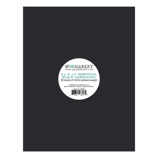 49 And Market Essential Black 8.5x11 Inch Cardstock