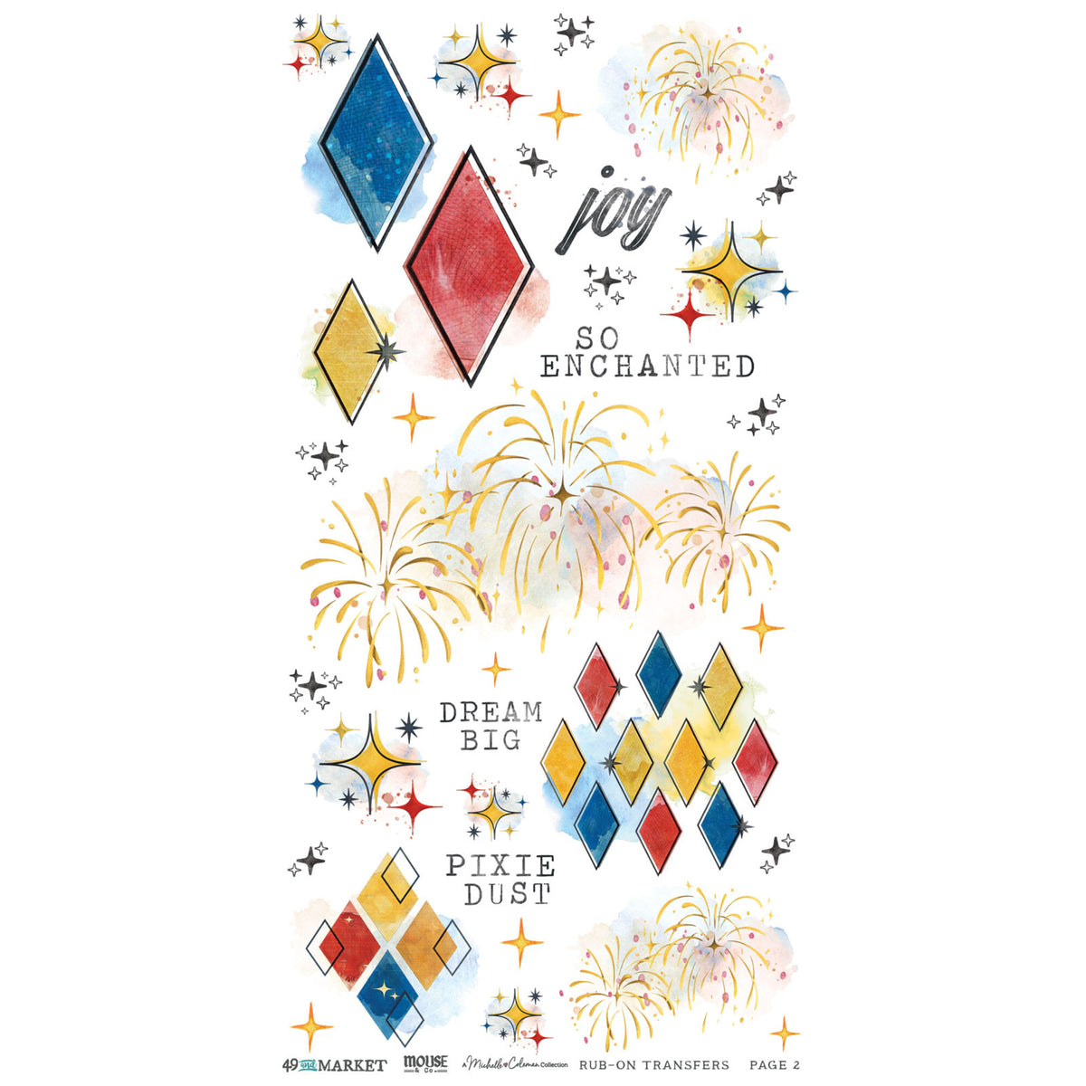 49 And Market Mouse & Co. 6x12 Inch Blendable Rub-on Transfer Set by Michelle Coleman