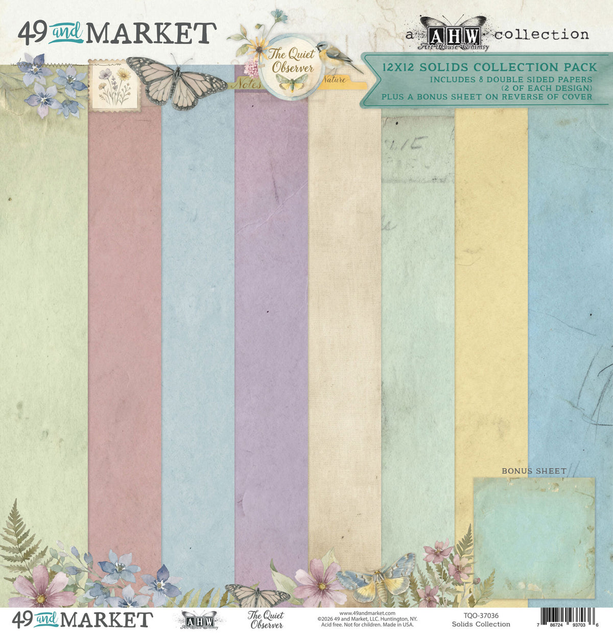 49 And Market The Quiet Observer 12x12 Inch Solids Collection Pack by Arthouse Whimsy