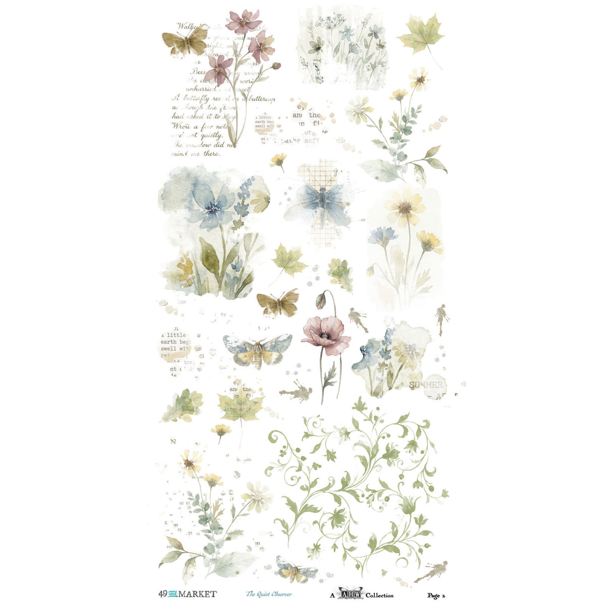 49 And Market The Quiet Observer 6x12 Inch Blendable Rub-on Transfer Set by Arthouse Whimsy