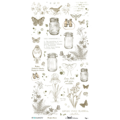 49 And Market The Quiet Observer 6x12 Inch Essential Rub-on Transfer Set by Arthouse Whimsy
