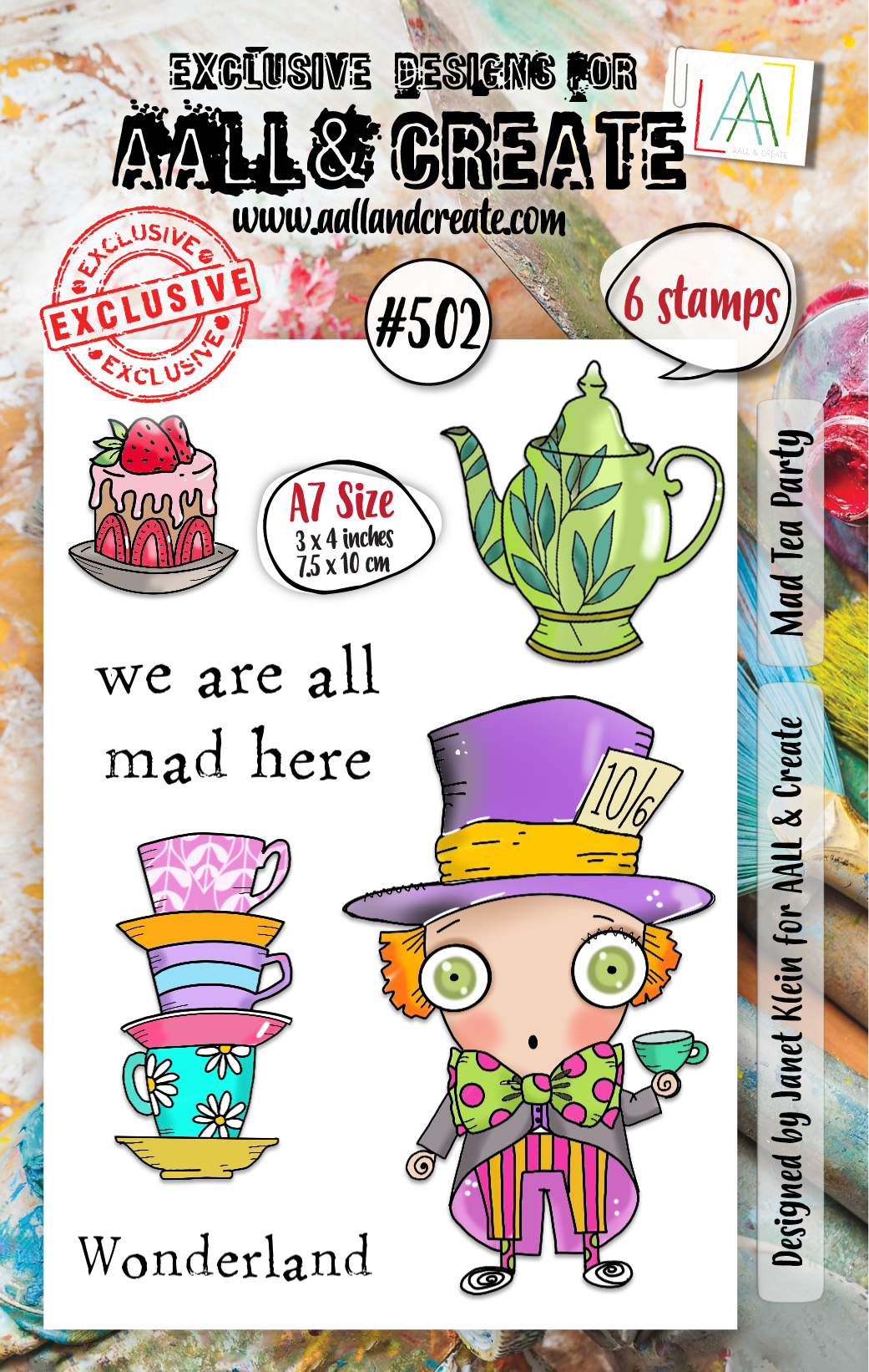 #502 - A7 Clear Stamp Set - Mad Tea Party