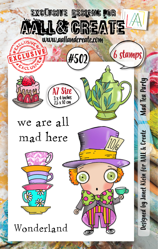 #502 - A7 Clear Stamp Set - Mad Tea Party