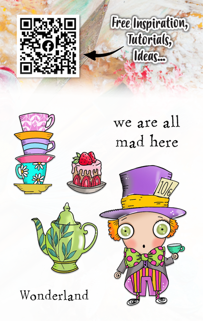 #502 - A7 Clear Stamp Set - Mad Tea Party