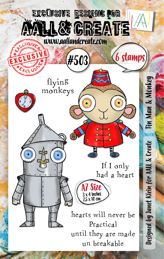 #503 - A7 Clear Stamp Set - Tin Man & Monkey