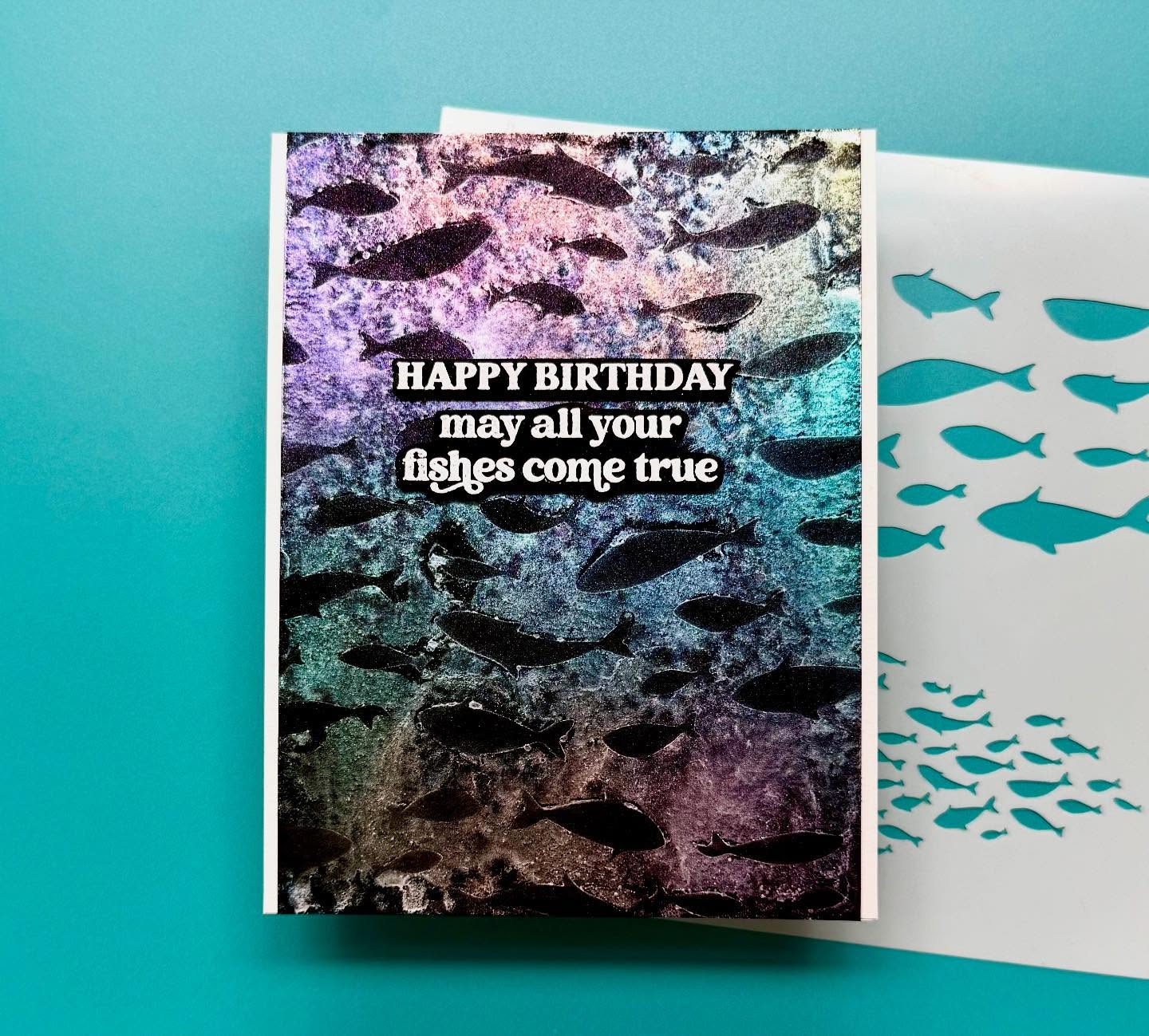 Ranger Simon Hurley create. 6x6" Stencil - Fish Frenzy