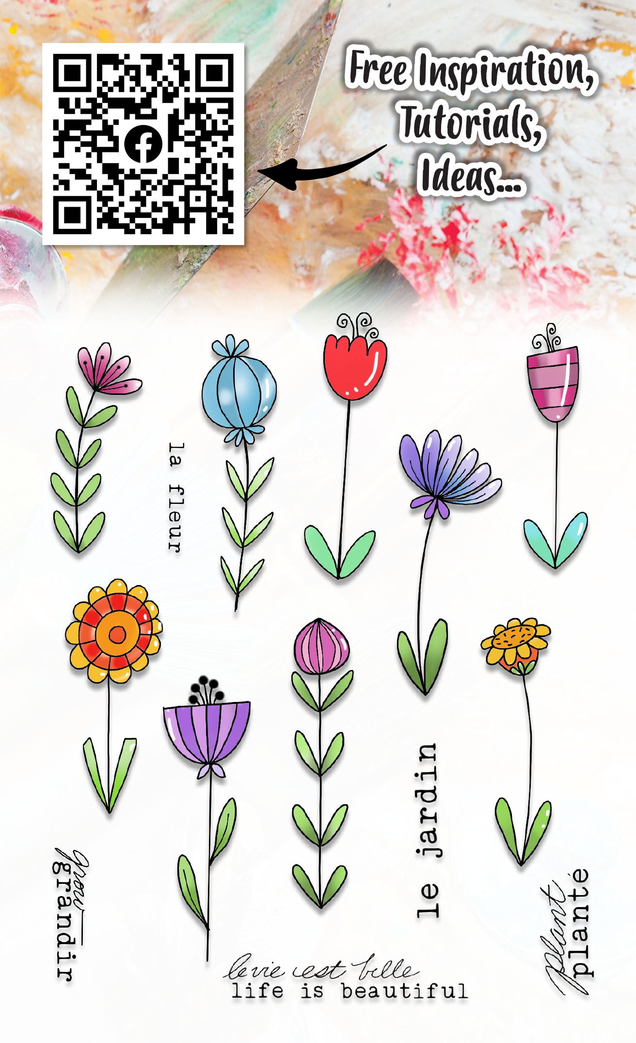 #518 - A6 Clear Stamp Set - Flower Sticks