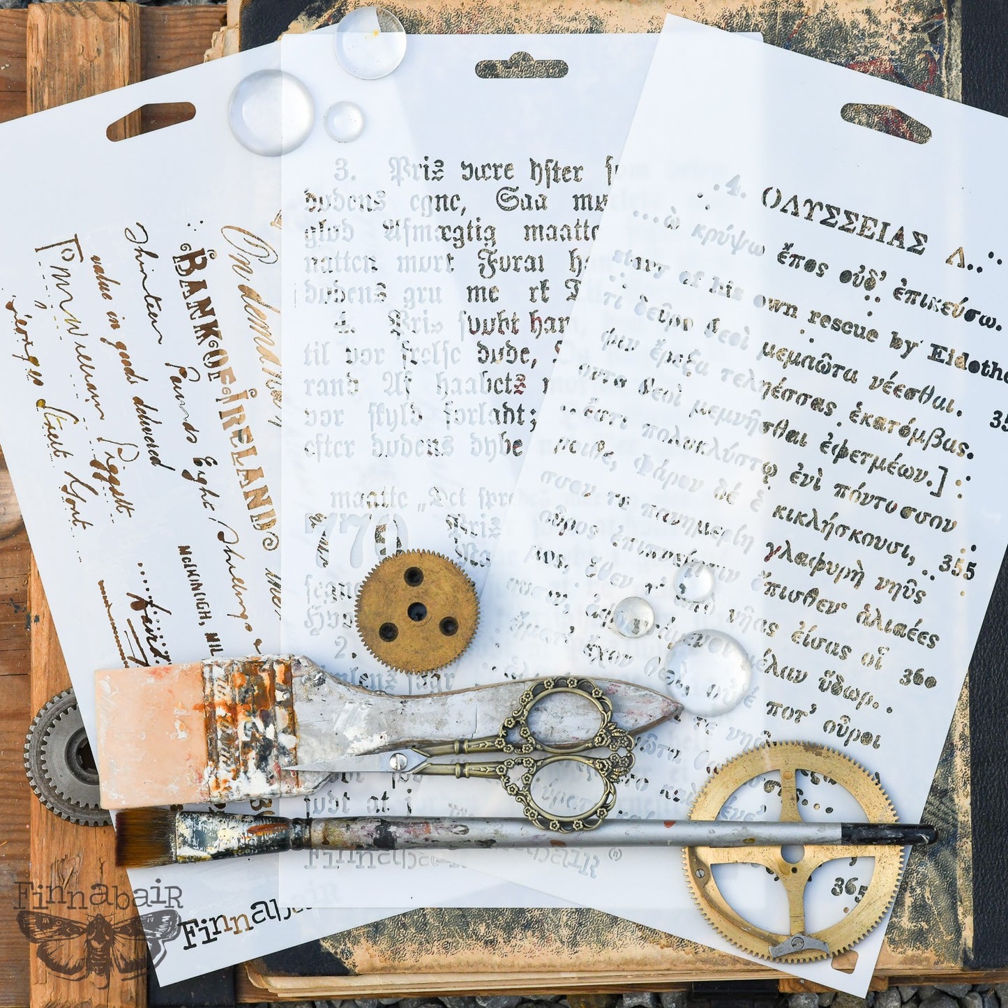 Prima Marketing Finnabair Limited Edition Stencil Set Old Pages (3pcs)
