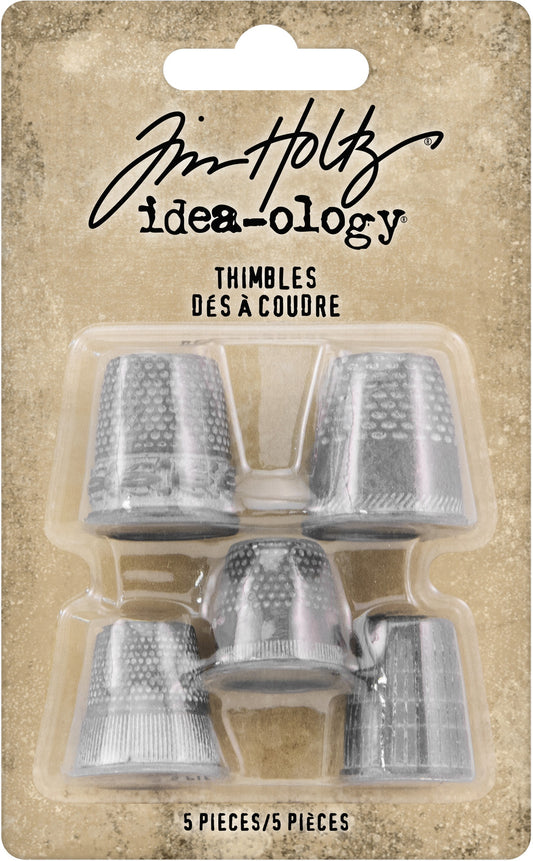Idea-ology Tim Holtz Metal Thimbles 5 Pcs - Mixed Sizes