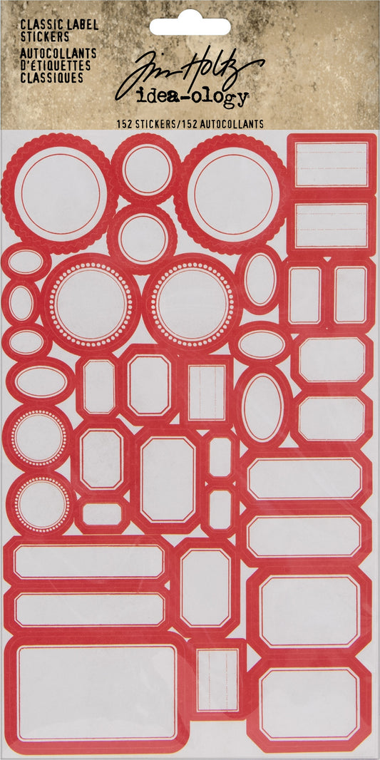 Idea-ology Tim Holtz Classic Label Stickers 152 Pcs - Red/White