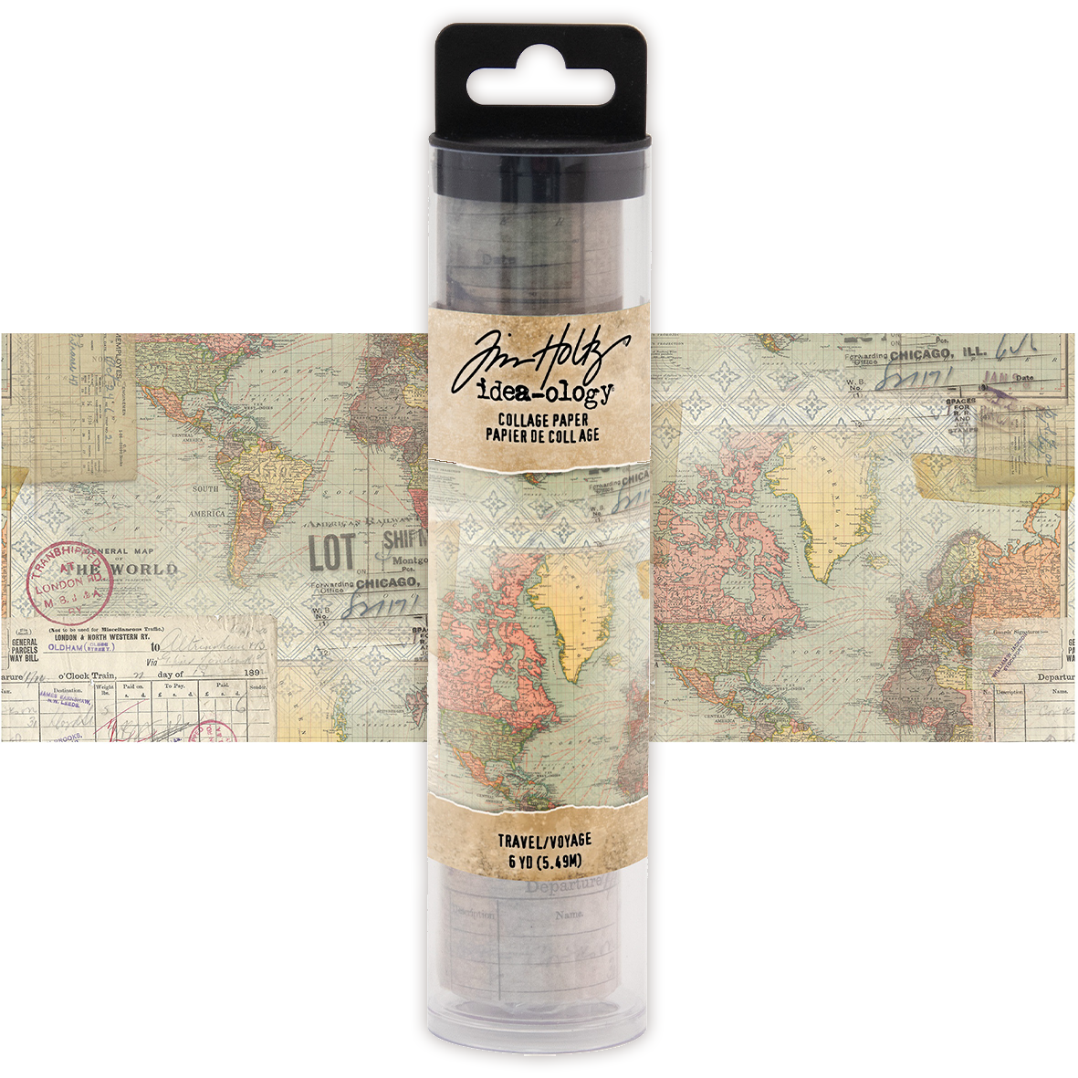 Idea-ology Tim Holtz Collage Paper 6"X6yds - Travel
