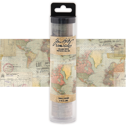 Idea-ology Tim Holtz Collage Paper 6"X6yds - Travel