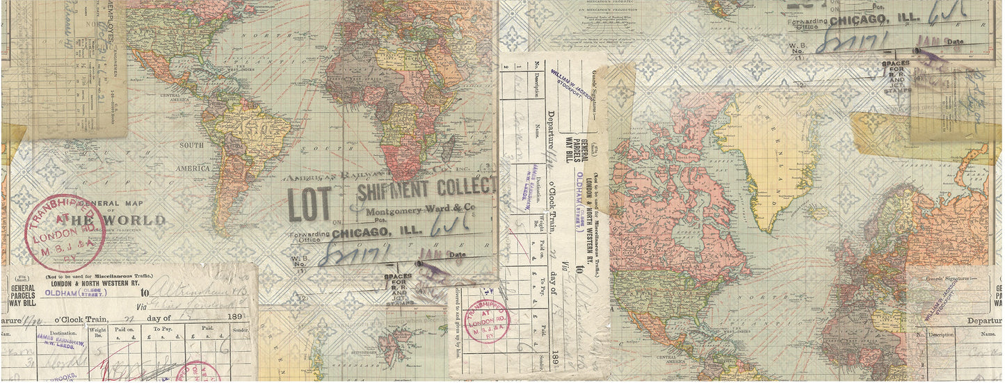 Idea-ology Tim Holtz Collage Paper 6"X6yds - Travel